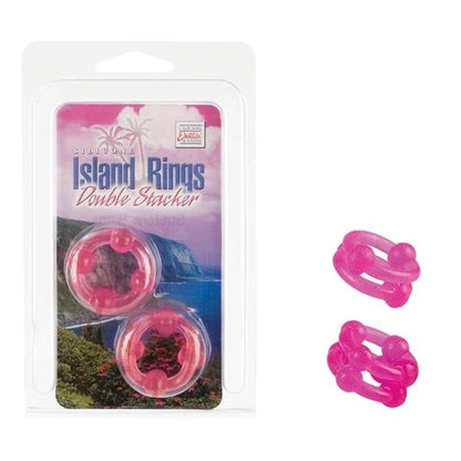 Island Rings - Double Stacker - Pink CalExotics - California Exotic Novelties Toys - Cockrings