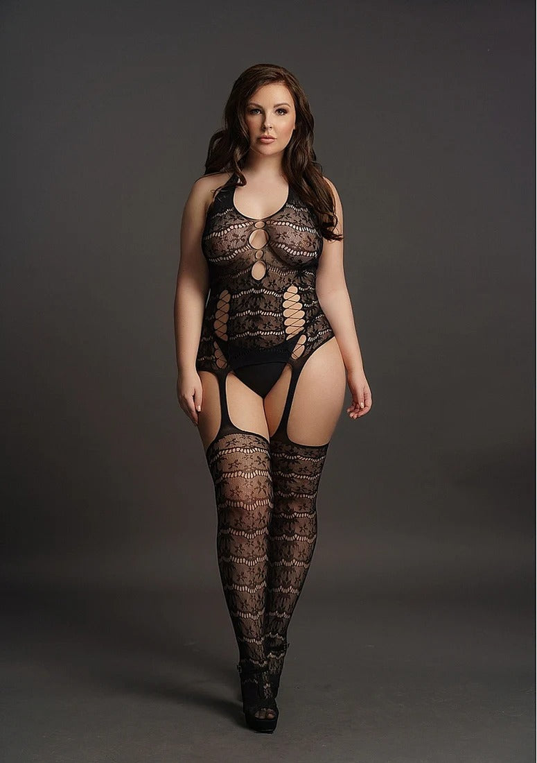 Le Desir Lace Suspender Bodystocking Black O/S Le Desir Women - Lingerie - Hosiery