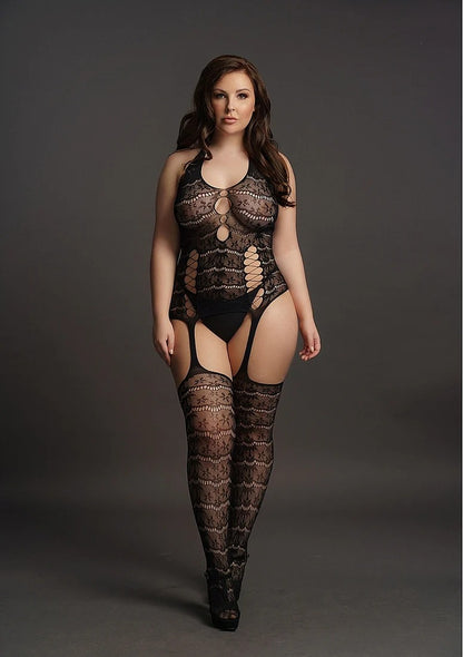 Le Desir Lace Suspender Bodystocking Black O/S Le Desir Women - Lingerie - Hosiery