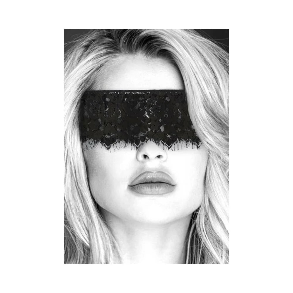 Ouch! Black & White Lace Mask With Elastic Straps Blindfold Black Shots America Novelties - Mask