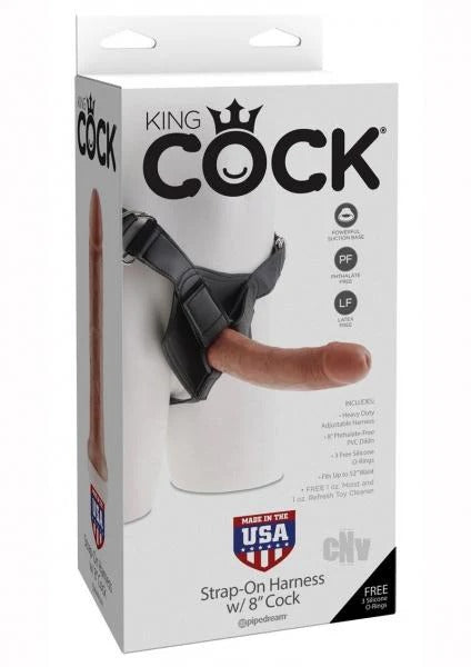 King Cock Strap On Harness With 8 Inches Cock Tan Pipedream Products Toys - Fetish