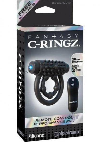 Fantasy C-Ringz Remote Control Performance Pro Black Pipedream Products Toys - Cockrings