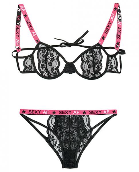 Vibes Sexy AF Cutout Bra & Panty Black M/L Vibes by Fantasy Lingerie Women - Lingerie - Sets