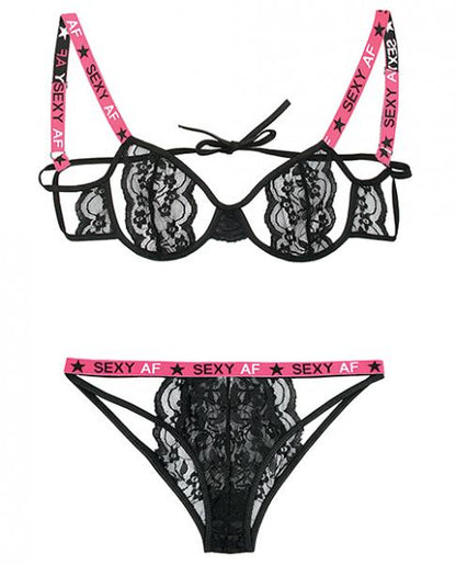 Vibes Sexy AF Cutout Bra & Panty Black M/L Vibes by Fantasy Lingerie Women - Lingerie - Sets