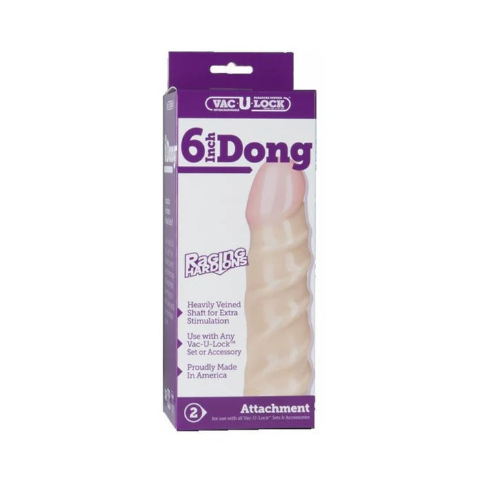 Vac-U-Lock 6" Raging Hard-Ons Dong - Beige Doc Johnson Toys - Fetish