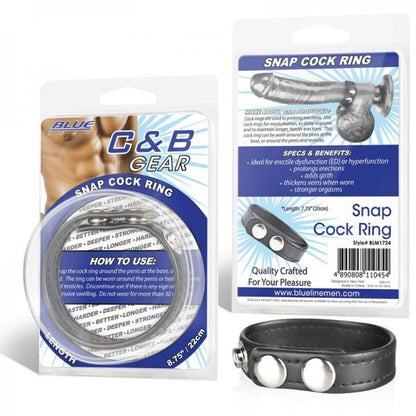 C & B Gear Snap Cock Ring Black Blue Line Men Toys - Cockrings