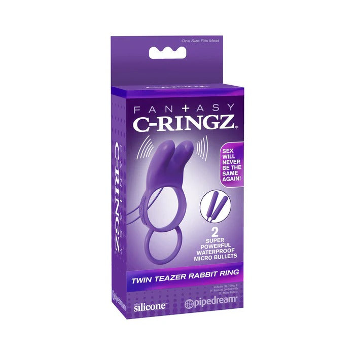 Fantasy C-Ringz Twin Teazer Rabbit Ring Purple Pipedream Products Toys - Cockrings