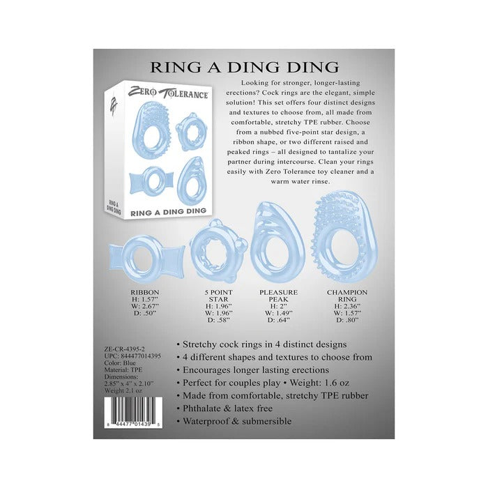 ZT Ring A Ding Ding Cock Ring Set Of 4 Zero Tolerance Toys - Cockrings
