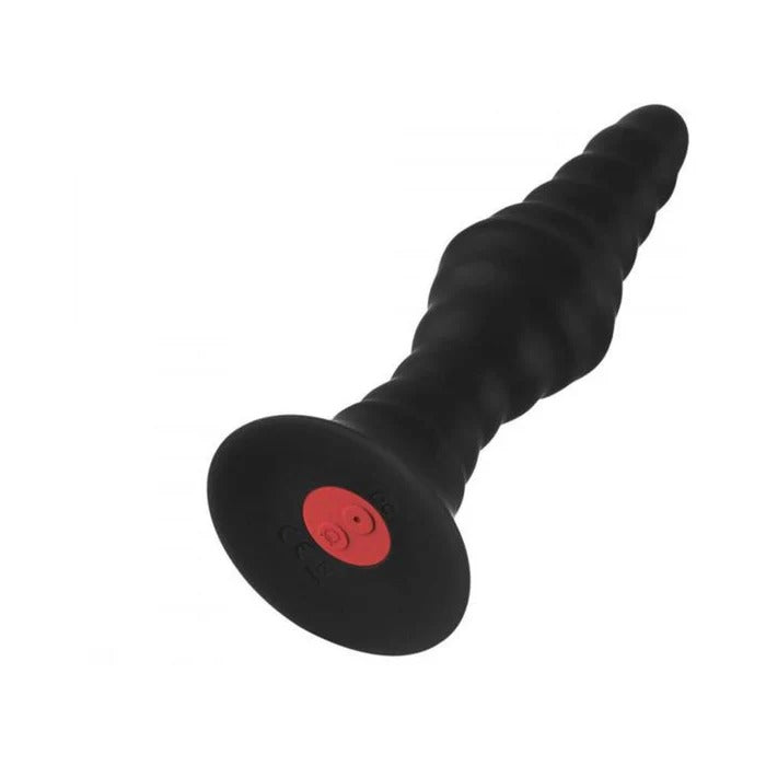 Forto Vibrating Ribbed Plug Rechargeable Remote-Controlled Silicone Anal Plug Large Black Forto Toys - Anal Toys