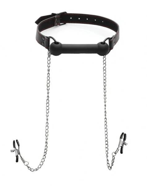 Silicone Bit Gag With Nipple Clamps Strict Toys - Fetish
