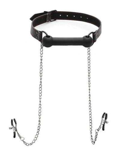 Silicone Bit Gag With Nipple Clamps Strict Toys - Fetish