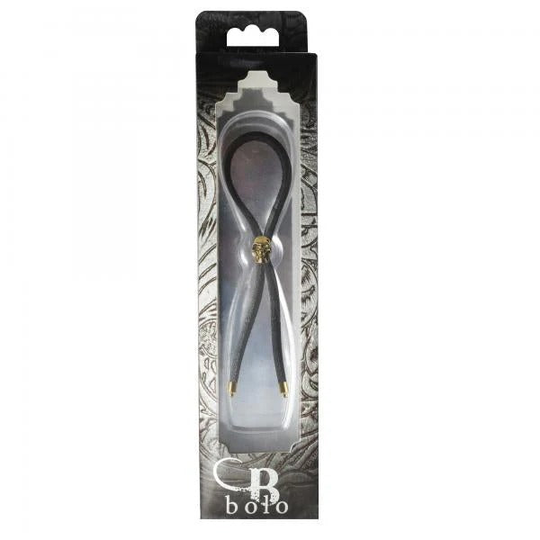 C-Cing Lasso Gold Skull Bead Leather Strap Black Bolo Erection Enhancement Toys - Cockrings