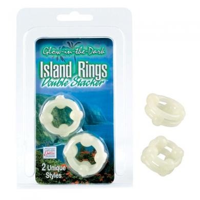 Island Rings Double Stacker - Glow-in-the-Dark CalExotics - California Exotic Novelties Toys - Cockrings