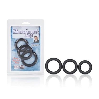 Dr. Joel Kaplan Silicone Support Rings - Black CalExotics - California Exotic Novelties Toys - Cockrings