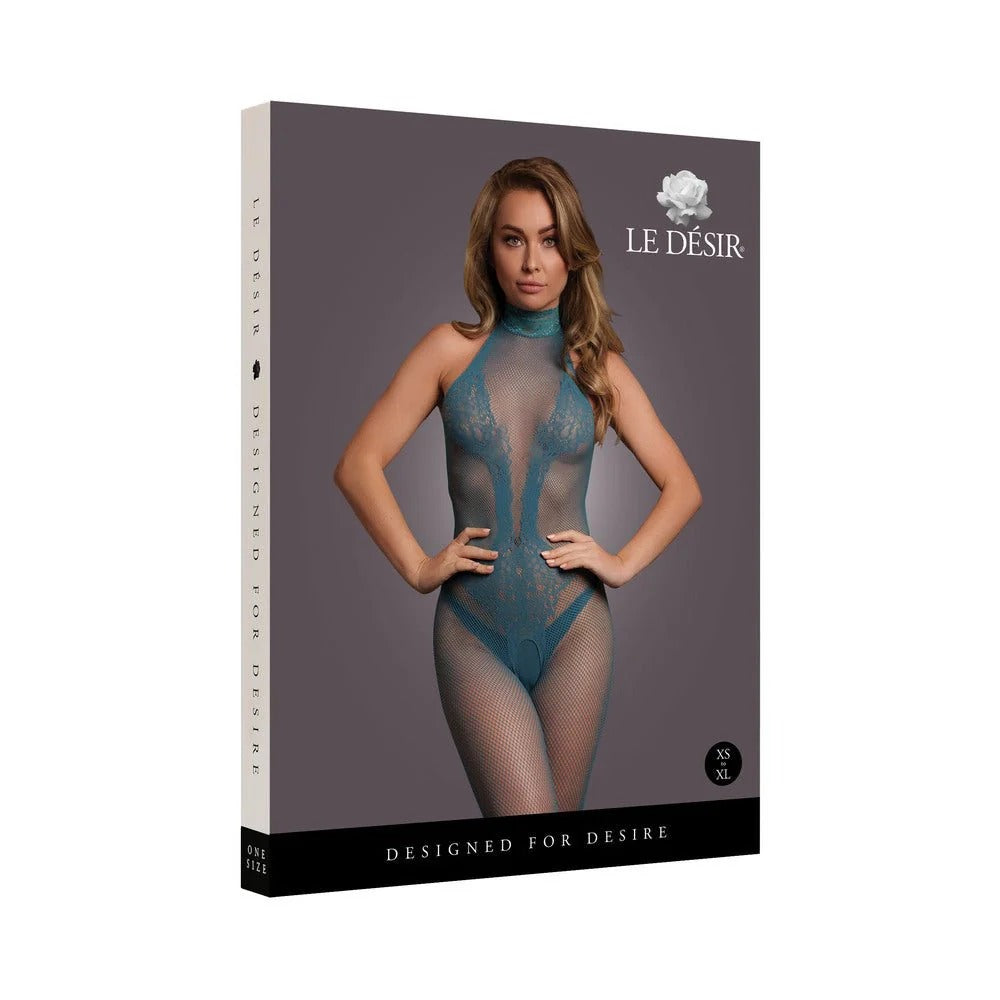 Le Desir Fishnet and Lace Bodystocking Ocean Deep Queen Size Le Desir Women - Lingerie - Hosiery