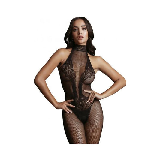 Le Desir Fishnet & Lace High-Neck Bodystocking Black O/S Le Desir Women - Lingerie - Hosiery