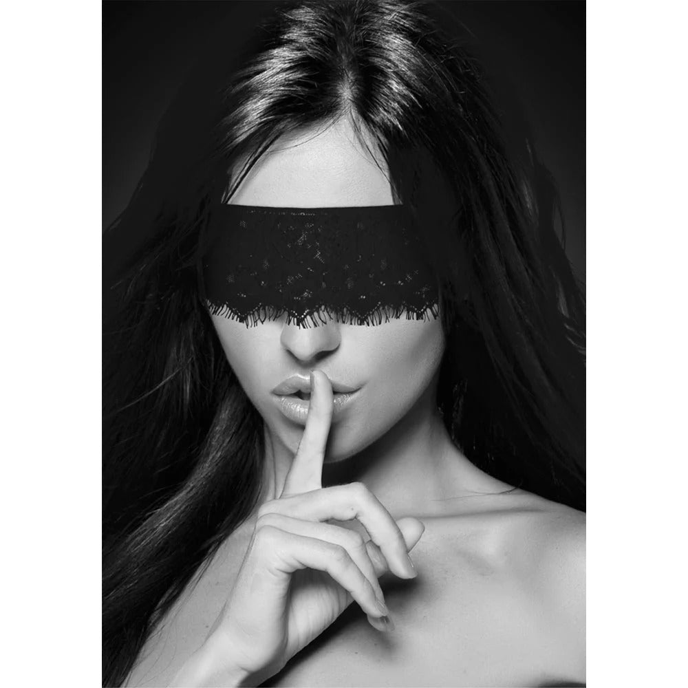 Ouch! Black & White Lace Mask With Elastic Straps Blindfold Black Shots America Novelties - Mask