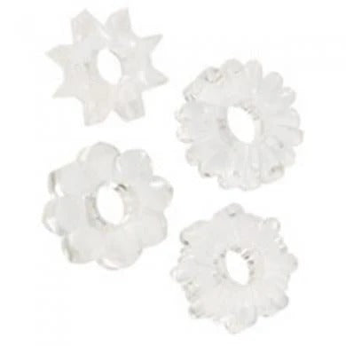 Basic Essentials 4 Pack - Clear CalExotics - California Exotic Novelties Toys - Cockrings