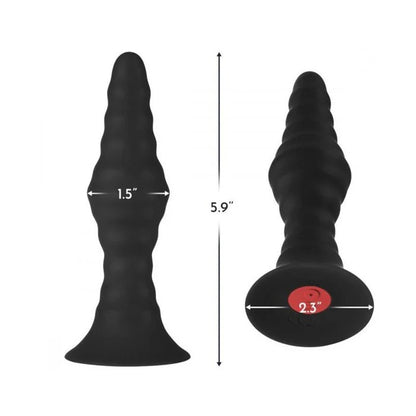 Forto Vibrating Ribbed Plug Rechargeable Remote-Controlled Silicone Anal Plug Large Black Forto Toys - Anal Toys