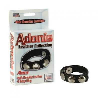 Adonis Leather Collection Ares 5 Snap Ring CalExotics - California Exotic Novelties Toys - Cockrings