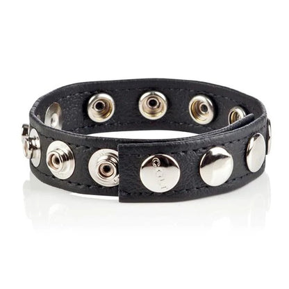 Colt 8 Snap Fastener Leather Strap - Black CalExotics - California Exotic Novelties Toys - Cockrings