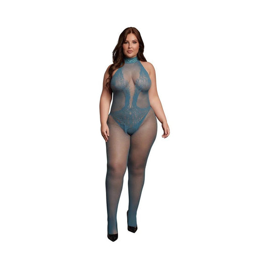 Le Desir Fishnet and Lace Bodystocking Ocean Deep Queen Size Le Desir Women - Lingerie - Hosiery