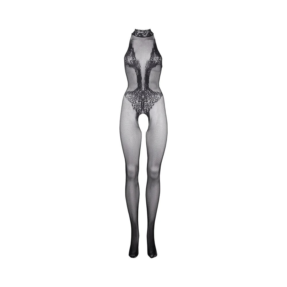 Le Desir Fishnet & Lace High-Neck Bodystocking Black O/S Le Desir Women - Lingerie - Hosiery