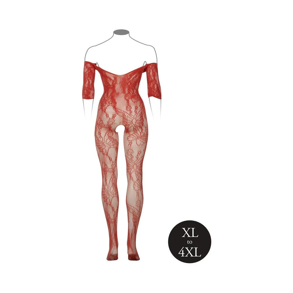 Le Desir Lace Long-Sleeved Bodystocking Sunset Glow Queen Size Le Desir Women - Lingerie - Hosiery