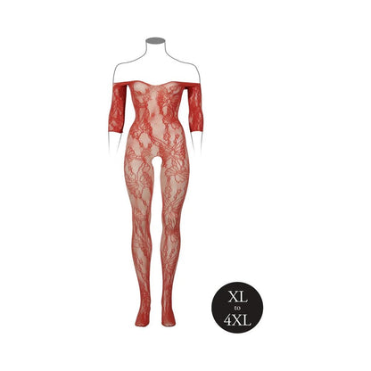 Le Desir Lace Long-Sleeved Bodystocking Sunset Glow Queen Size Le Desir Women - Lingerie - Hosiery