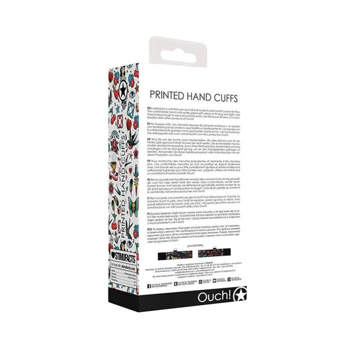 Ouch! Old School Tattoo Printed Hand Cuffs Shots America Toys - Fetish