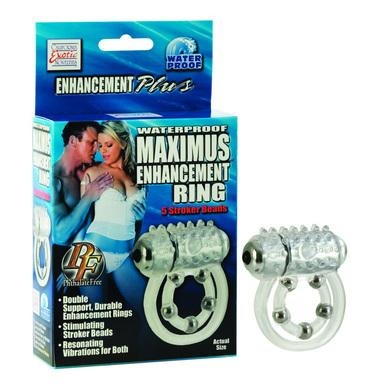 Maximus Enhancement Ring 5 Stroker Beads Rechargeable Clear CalExotics - California Exotic Novelties Toys - Cockrings