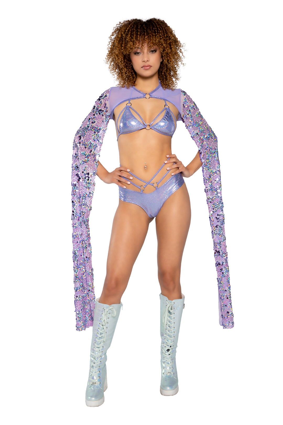 Sequin Drop Sleeve Shrug Lavender One Size J-Valentine, Inc Women - Swim - Cover-Ups