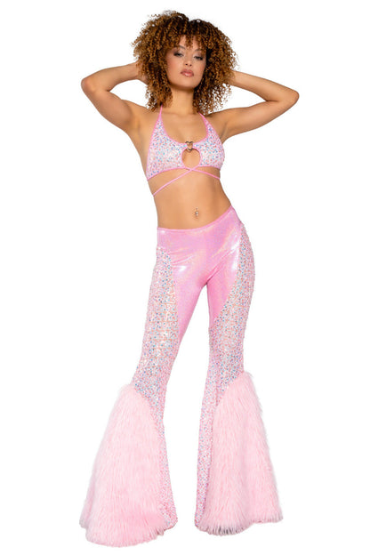 Crushed Candy Sequin Halter Top Pink S M J-Valentine, Inc Women - Top