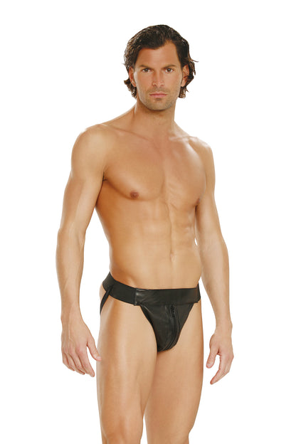 Mens Leather Jock Strap XL Black Elegant Moments Man