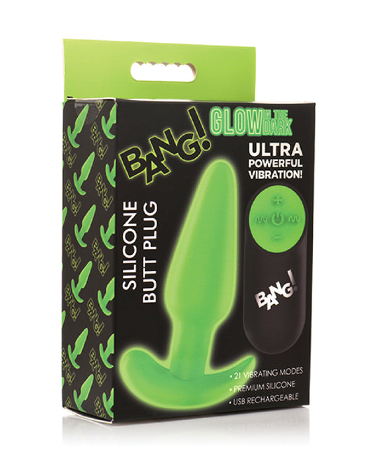 Glow in the Dark Butt Plug With Remote - Green Default Title XR Brands Toys - Anal Toys