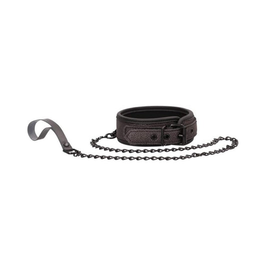 Ouch! Ouch - Elegant Collar With Leash - Titanium Grey Default Title Shots America Toys - Fetish