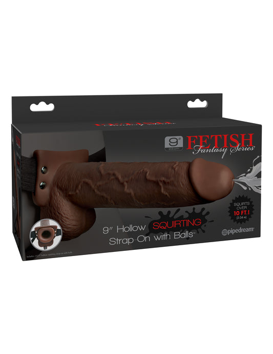 Fetish Fantasy Series 9 Inch Hollow Squirting Strap-on With Balls - Brown Default Title Pipedream Products Toys - Dildos