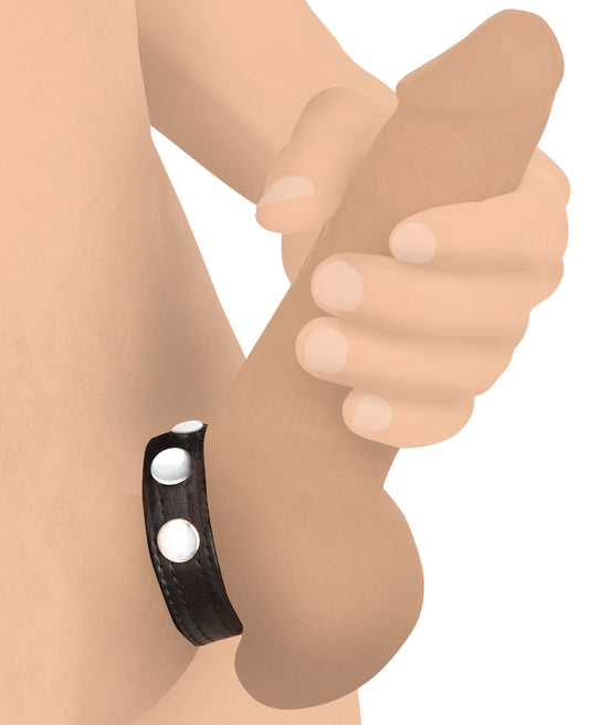 Cock Gear Leather Speed Snap Cock Ring - Black Default Title XR Brands Toys - Cockrings