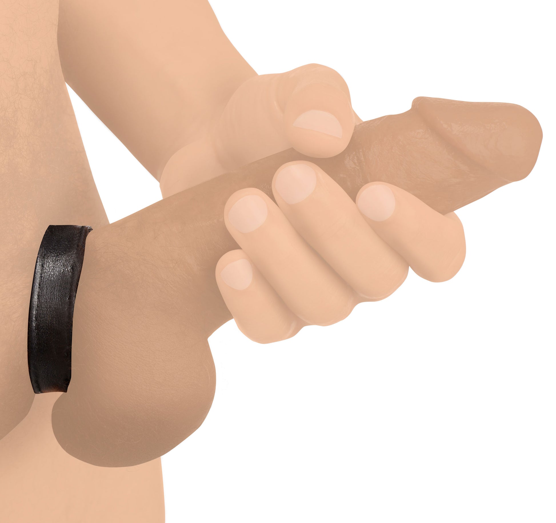 Leather and Velcro Cock Ring - Black Default Title XR Brands Toys - Cockrings