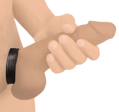 Leather and Velcro Cock Ring - Black Default Title XR Brands Toys - Cockrings