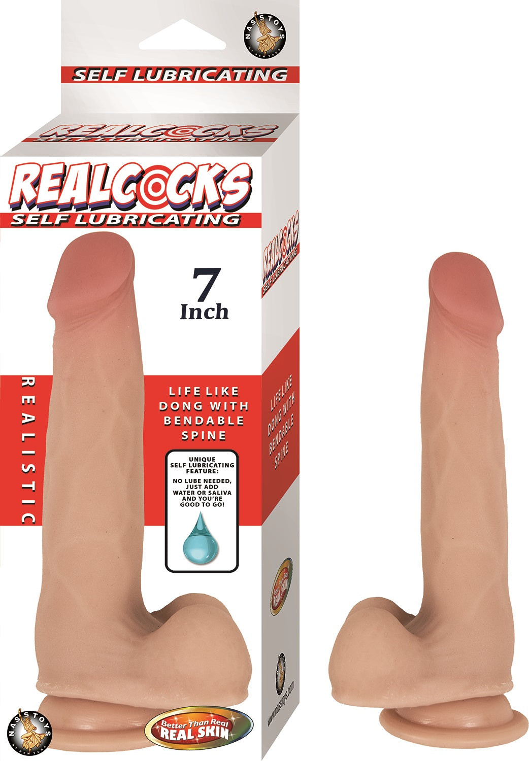Realcocks Self Lubricating Dong - 7 Inch - Flesh Default Title Nasstoys Toys - Dildos